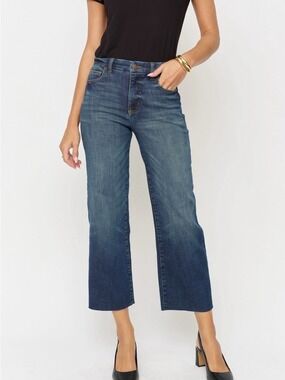Oliver Logan High-Rise Wide Leg Crop Jeans, Dark Aged Vintage, 26